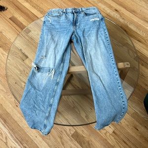 H&M light blue baggy ripped jeans